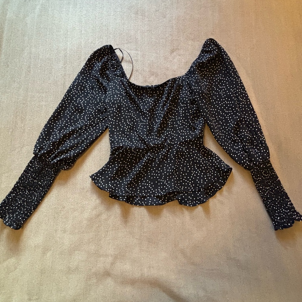 Black Polka Dot Women's Top